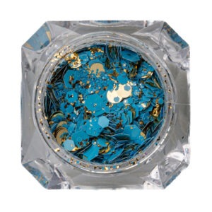 Glitter blue sequin with gold flakes